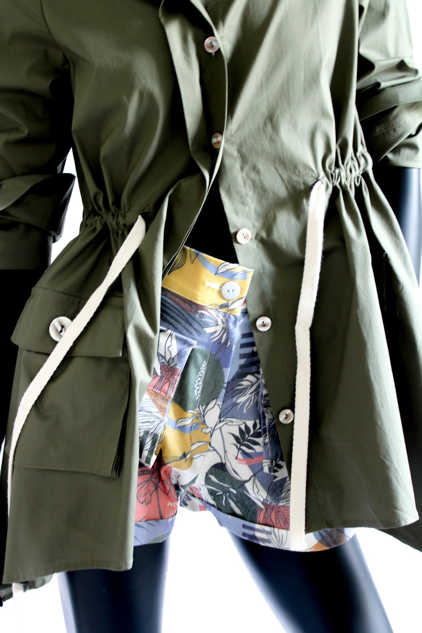 Army Green Jacket Blouse w/Pull Belt (Online Only)