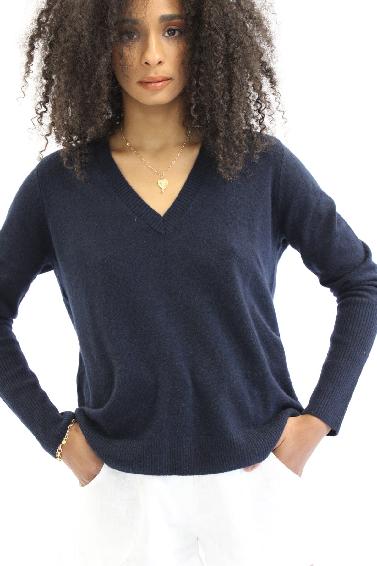 Navy Cashmere Sweater by Not Monday