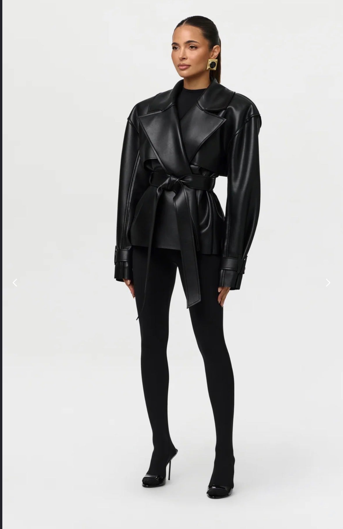 Naked Wardrobe Faux leather crop Trench Coat