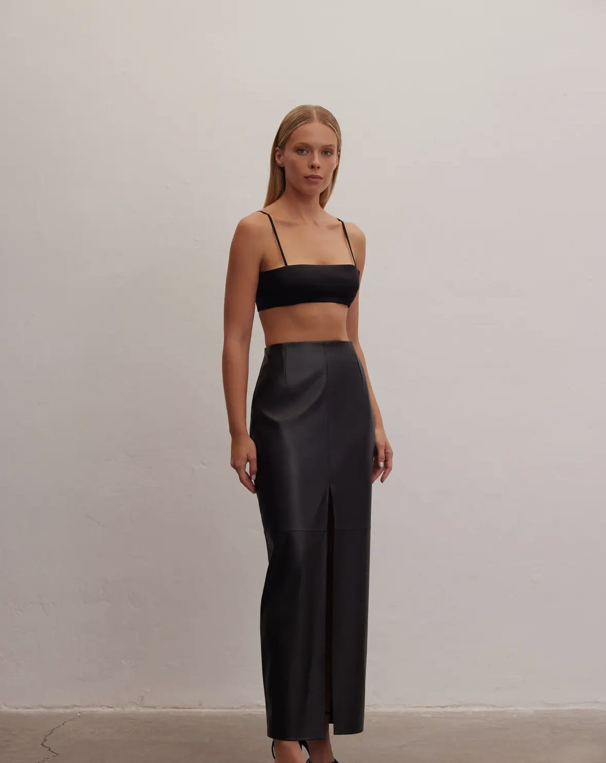 Vegan leather maxi skirt by Le Cle