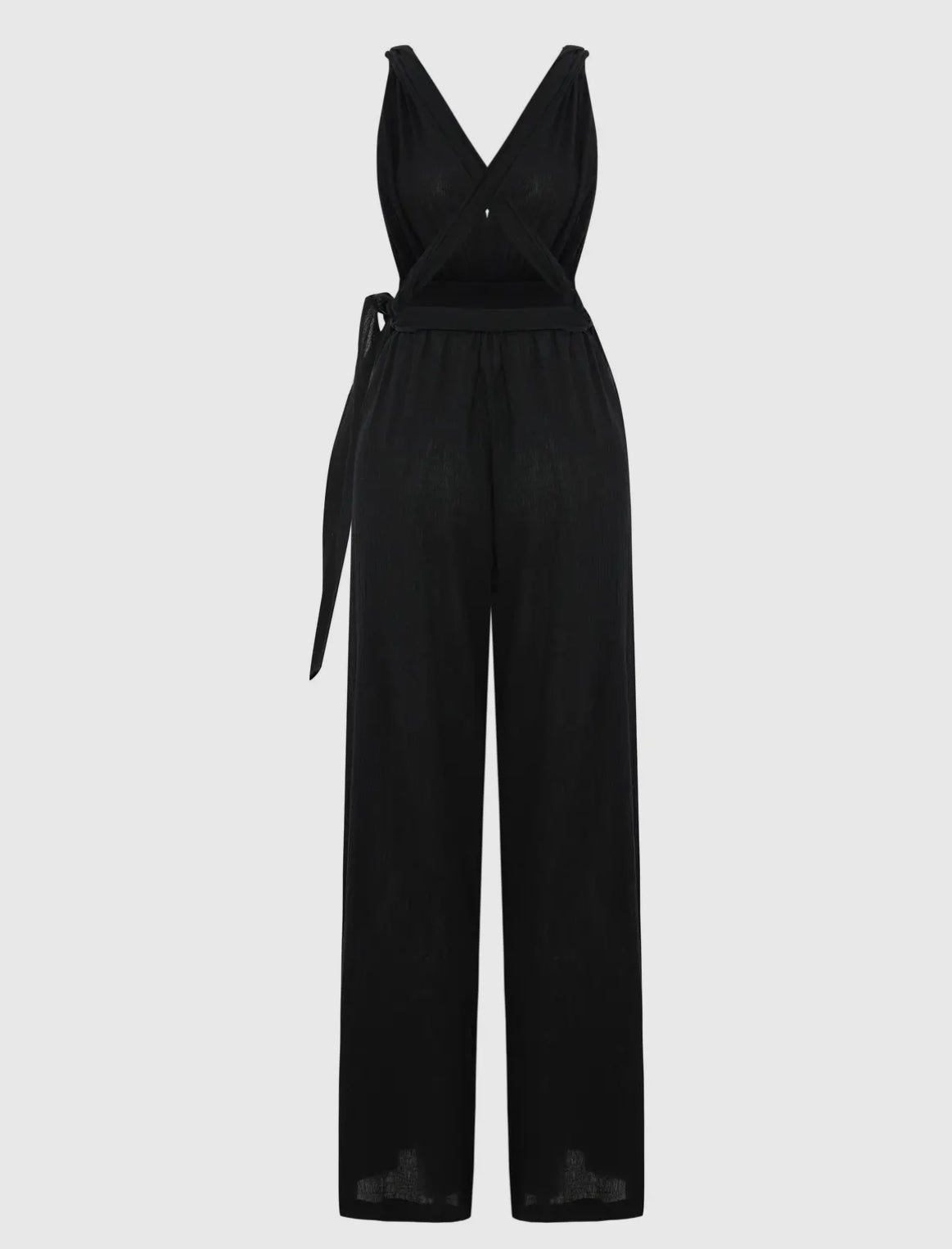 Elegant Yet Edgy Jumpsuit with Wrap-Style Bodice and Open Back
