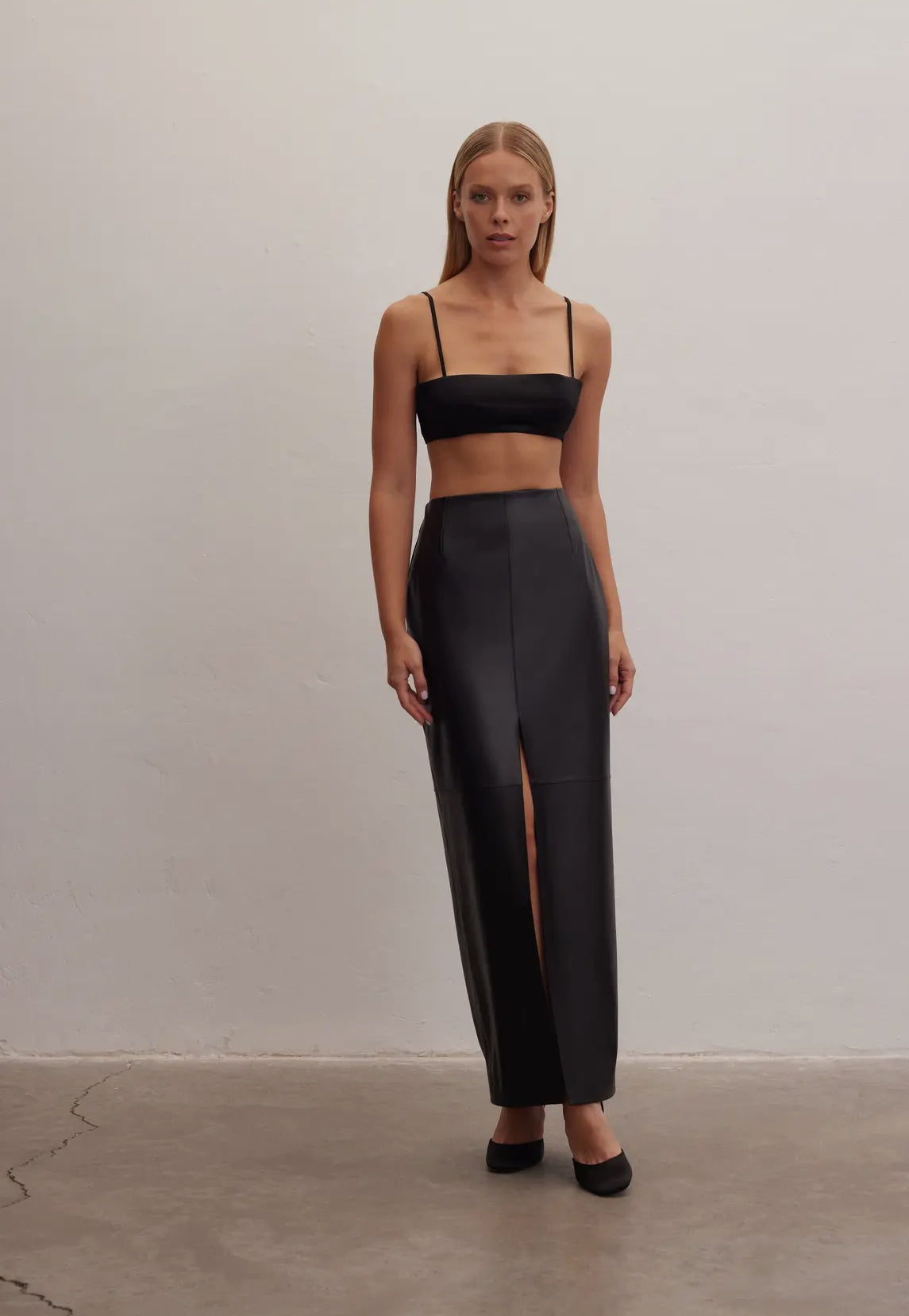 Vegan leather maxi skirt by Le Cle