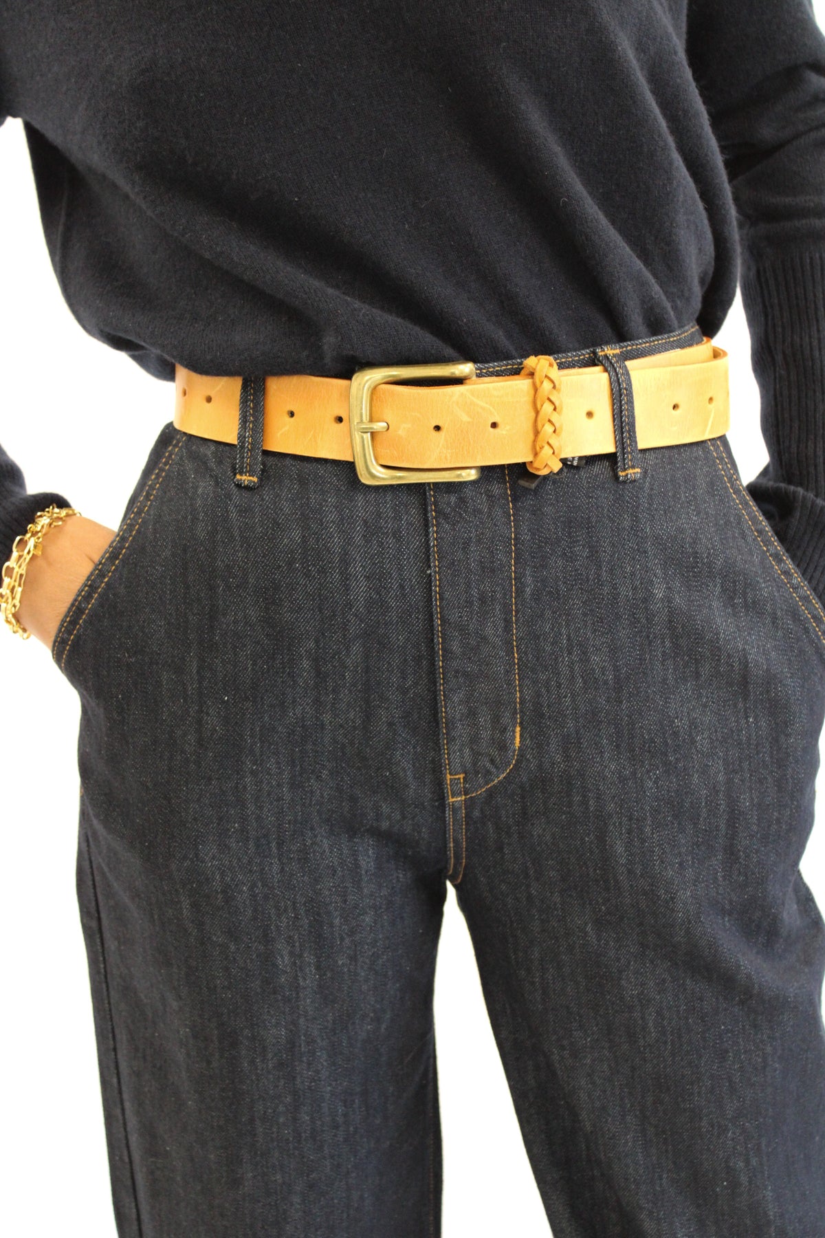 Modern Casual Wide Leg Trousers in Dark Blue Wash by NoEnd