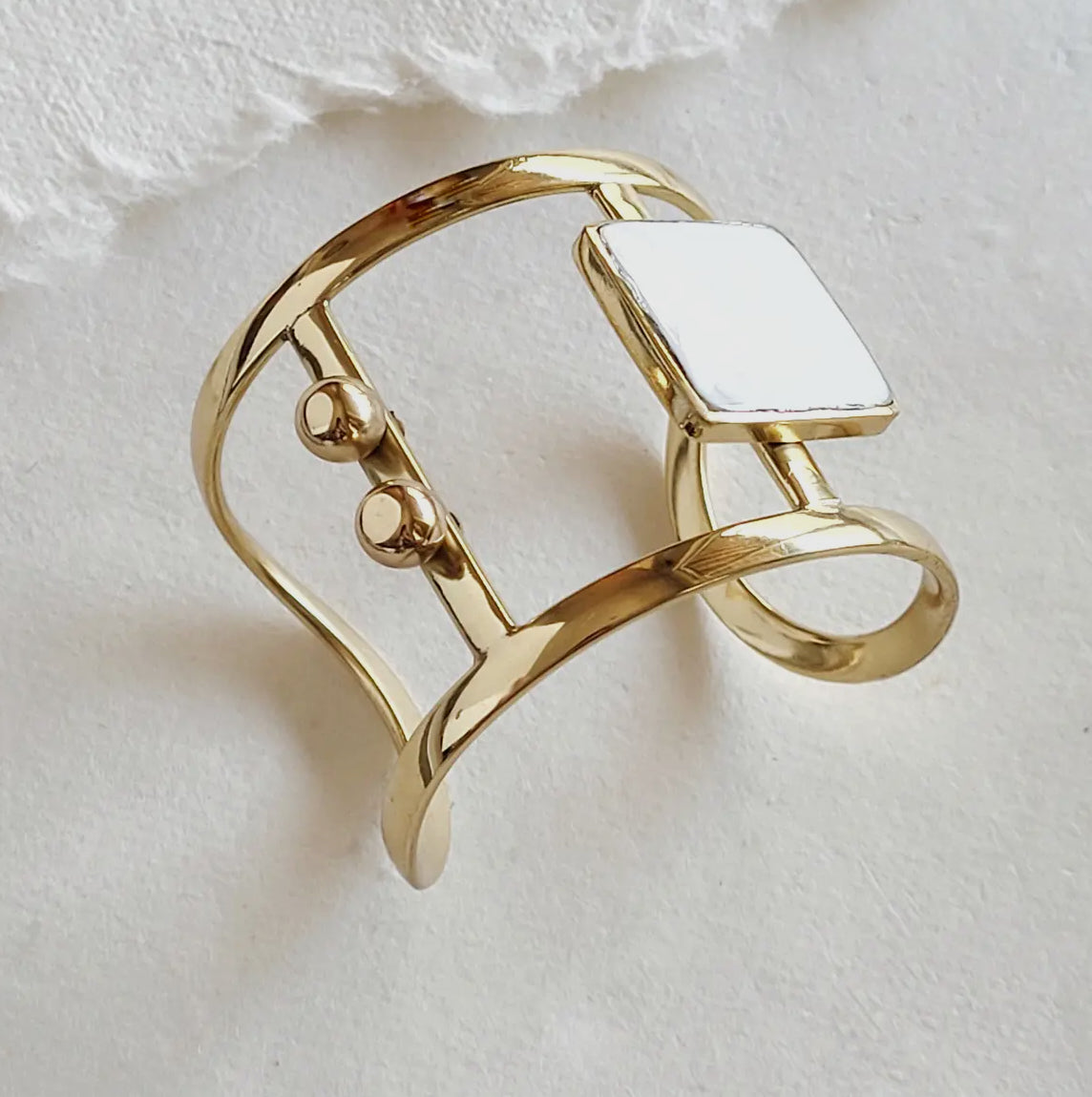 Brass Seashell Cuff with Mother of Pearl by Bisjoux