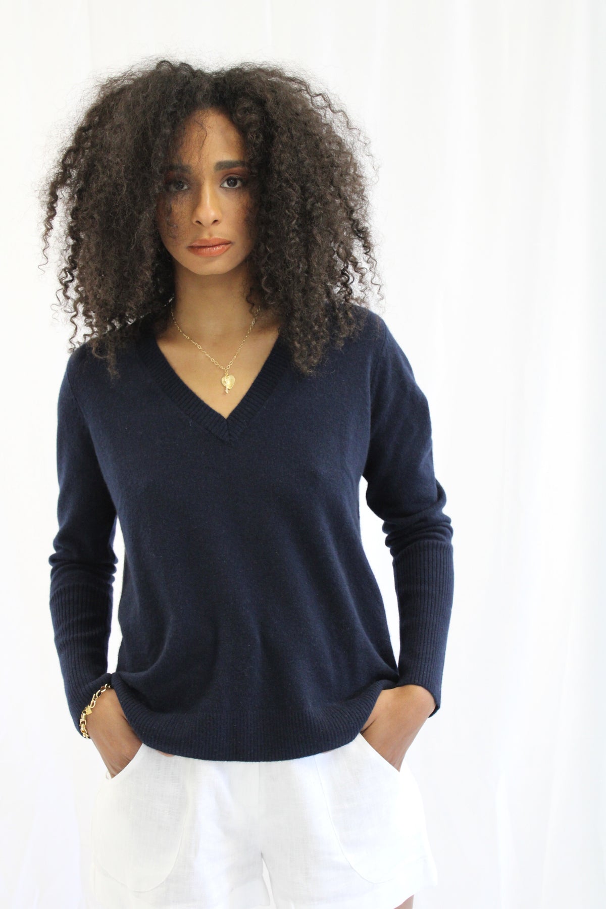 Navy Cashmere Sweater by Not Monday