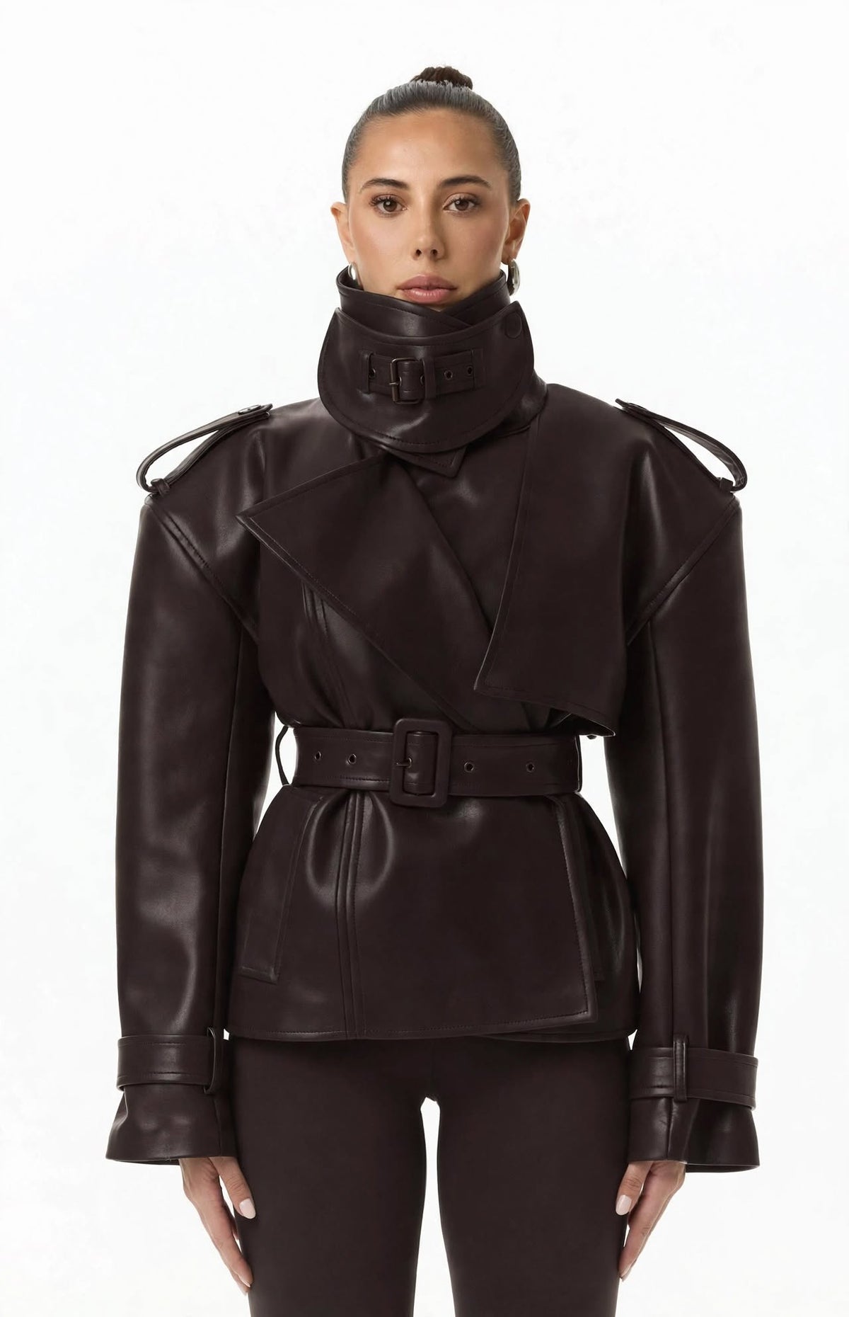Vegan Leather Belted Jacket by Naked