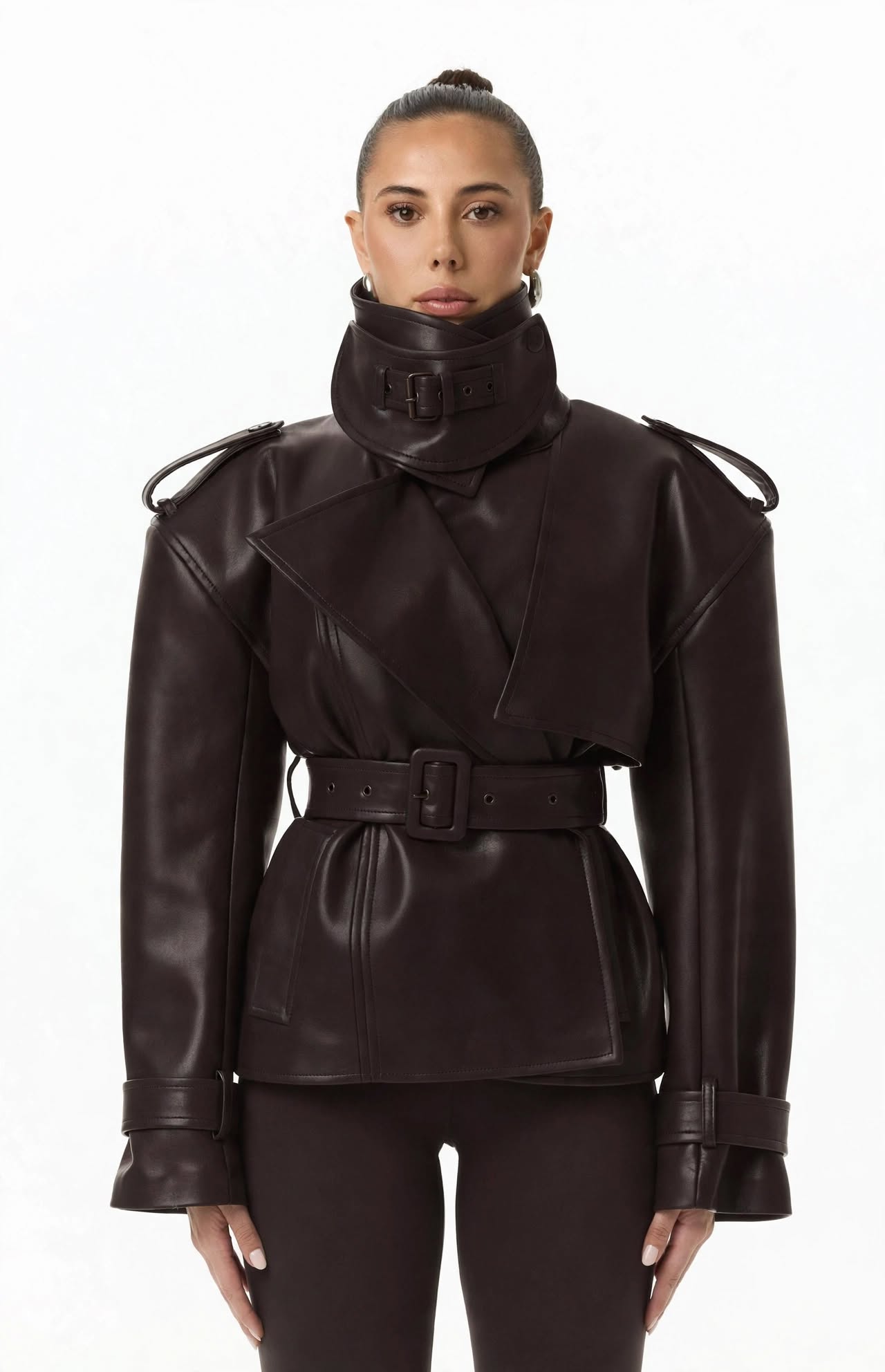 Vegan Leather Belted Jacket by Naked
