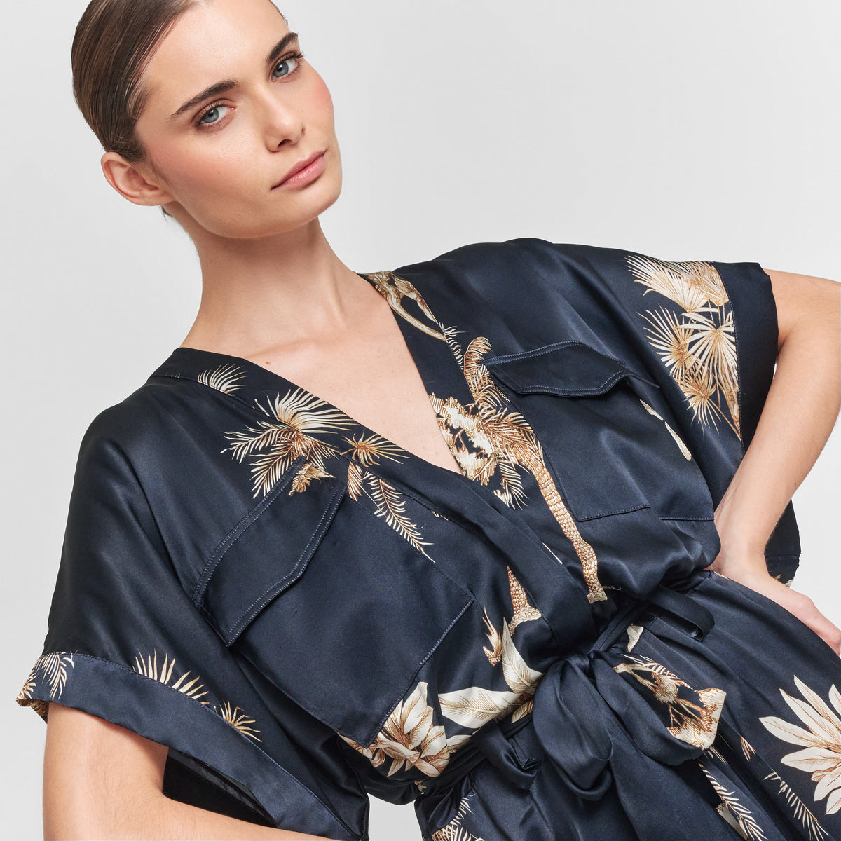 Tropical silk jumpsuit by Aguaclara