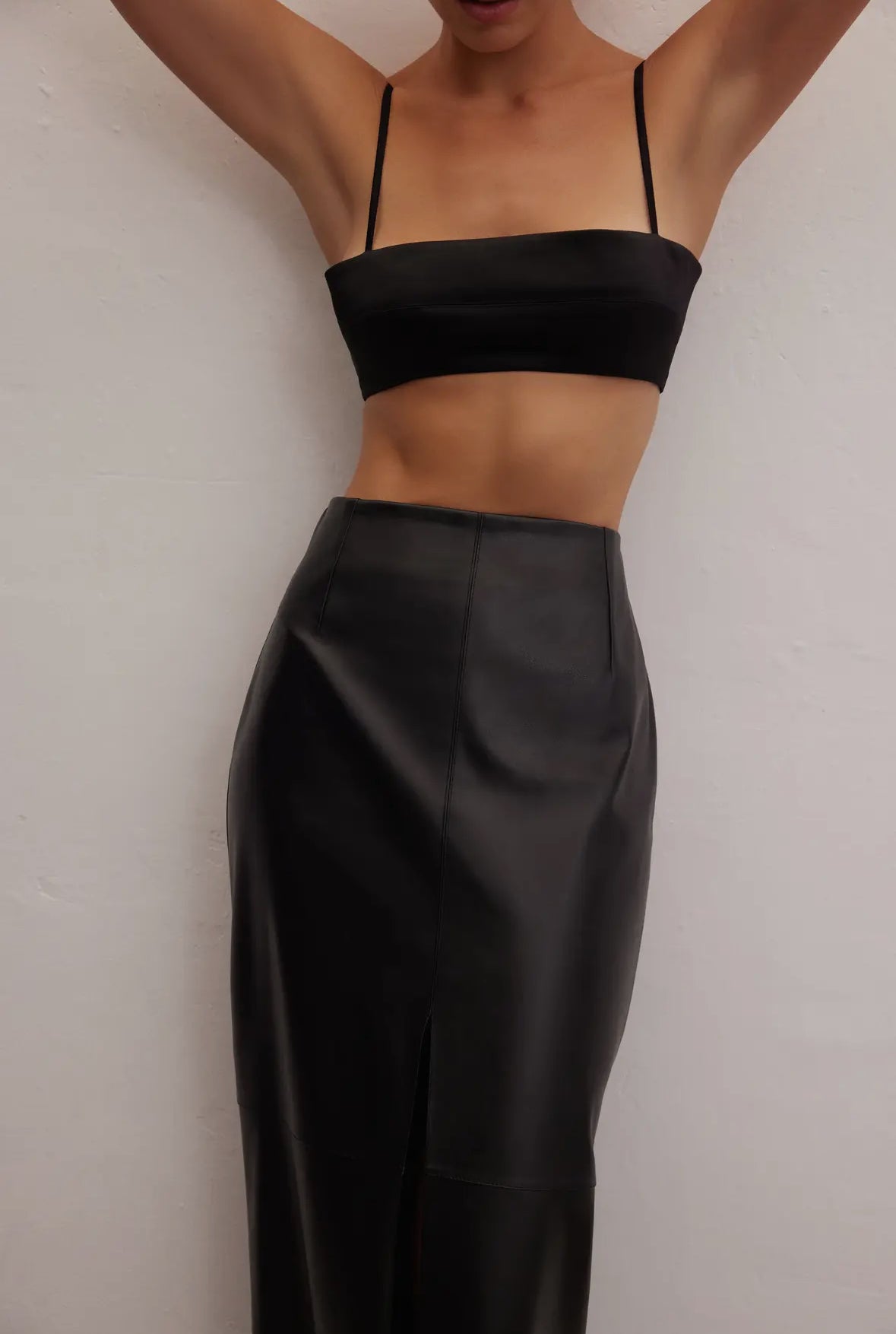 Vegan leather maxi skirt by Le Cle