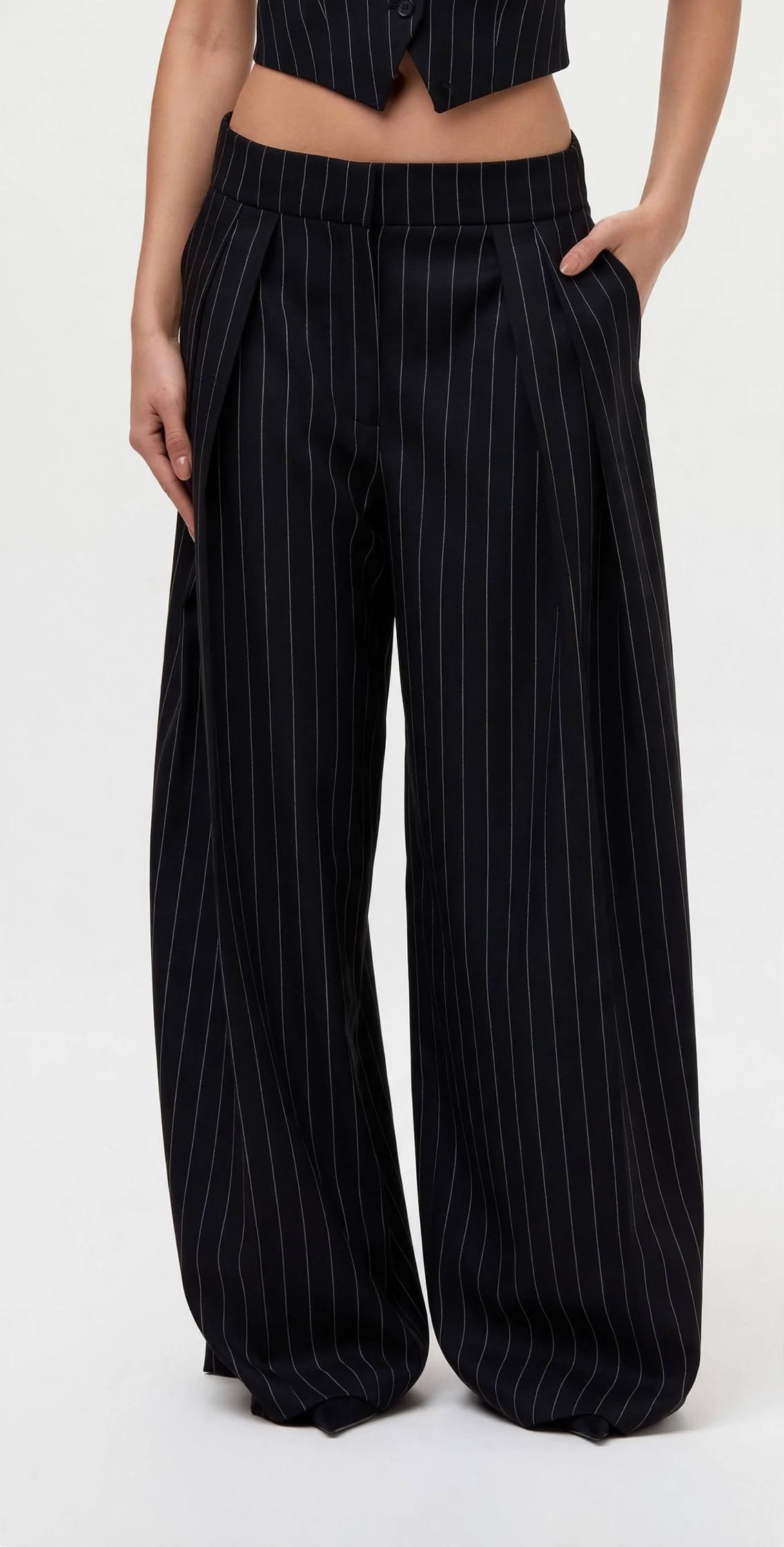 Pinstripe tailored blazer by Naked Wardrobe.