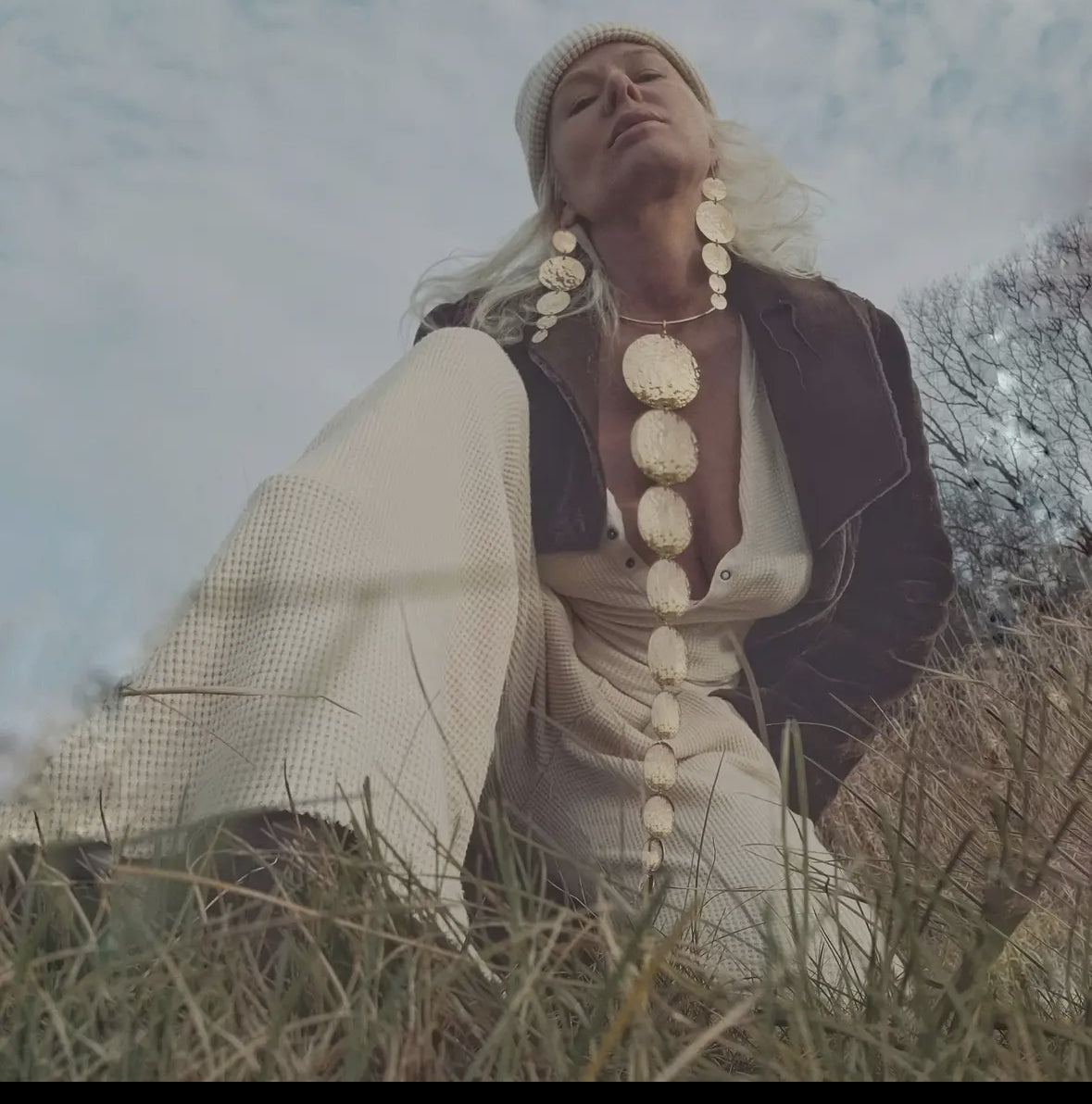 Brass Necklace+ Earrings runway statement Circles by Bisjoux