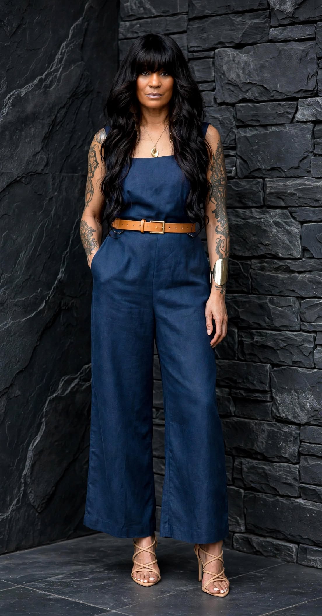 Strapless crop wide leg jumpsuit