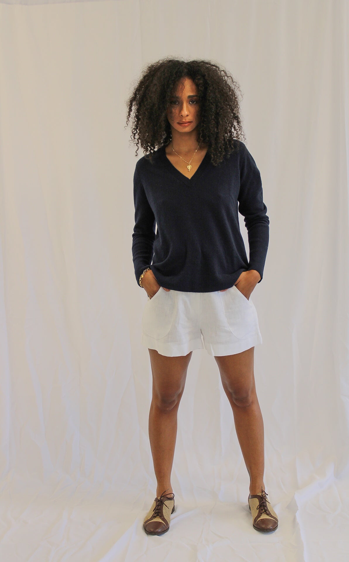 Navy Cashmere Sweater by Not Monday