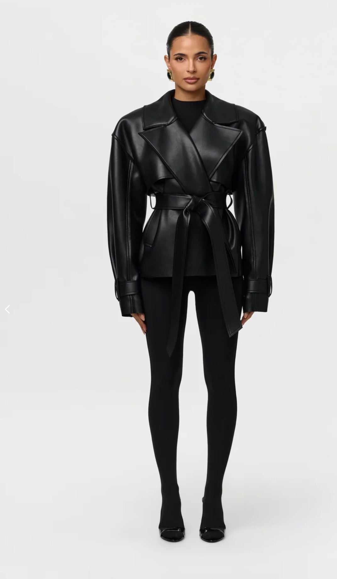Naked Wardrobe Faux leather crop Trench Coat