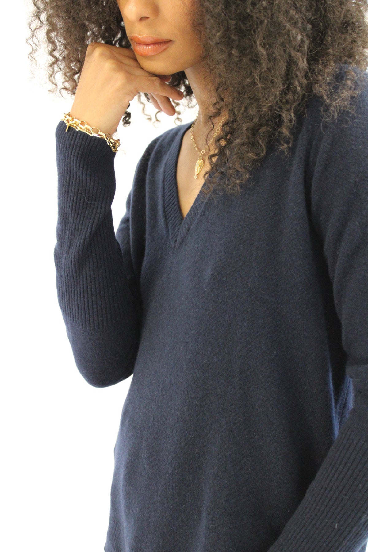 Navy Cashmere Sweater by Not Monday