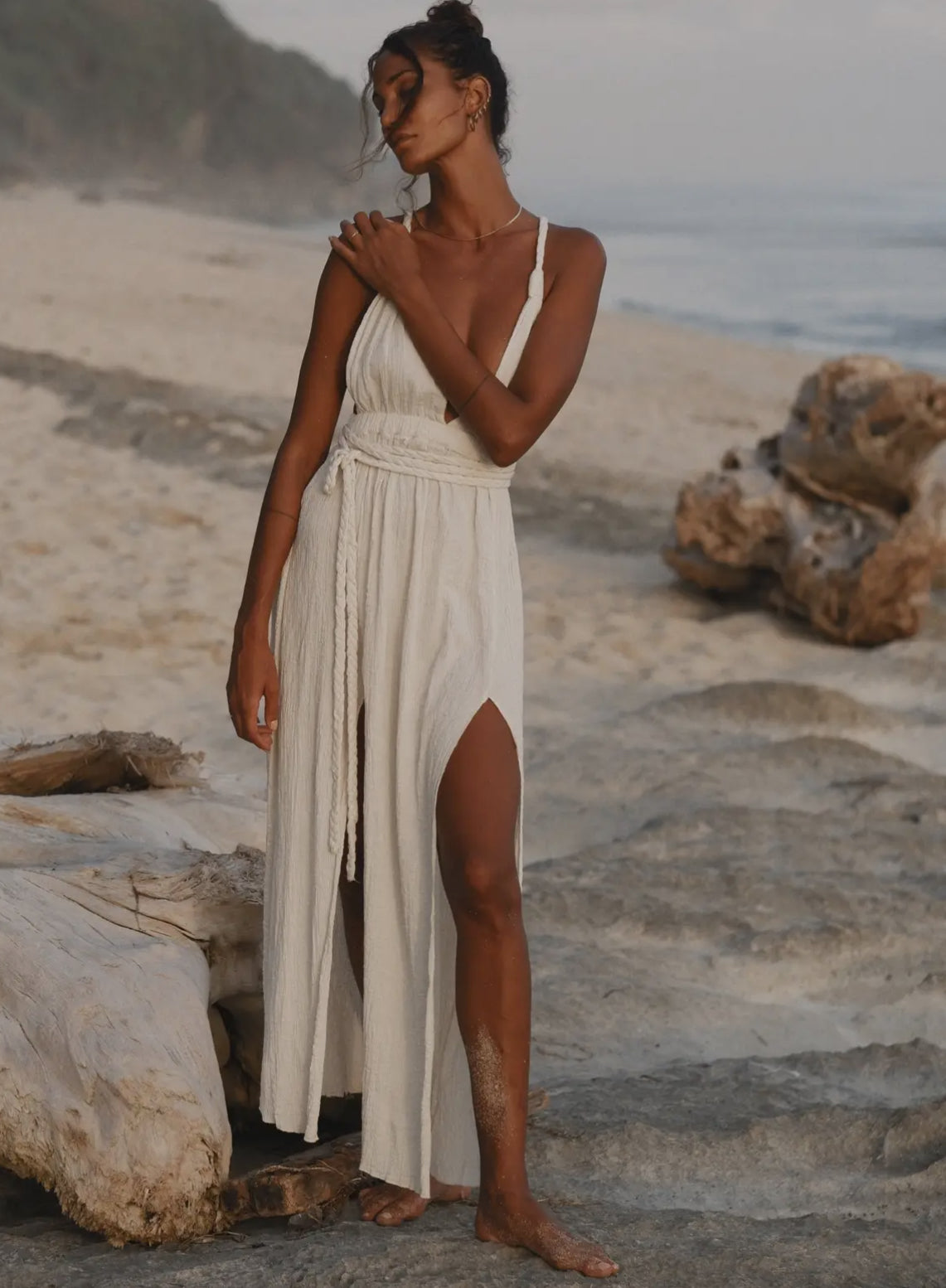 braided maxi dress Braided Cotton Maxi Dress: HANNA Bohemian Beach Wedding Outfit