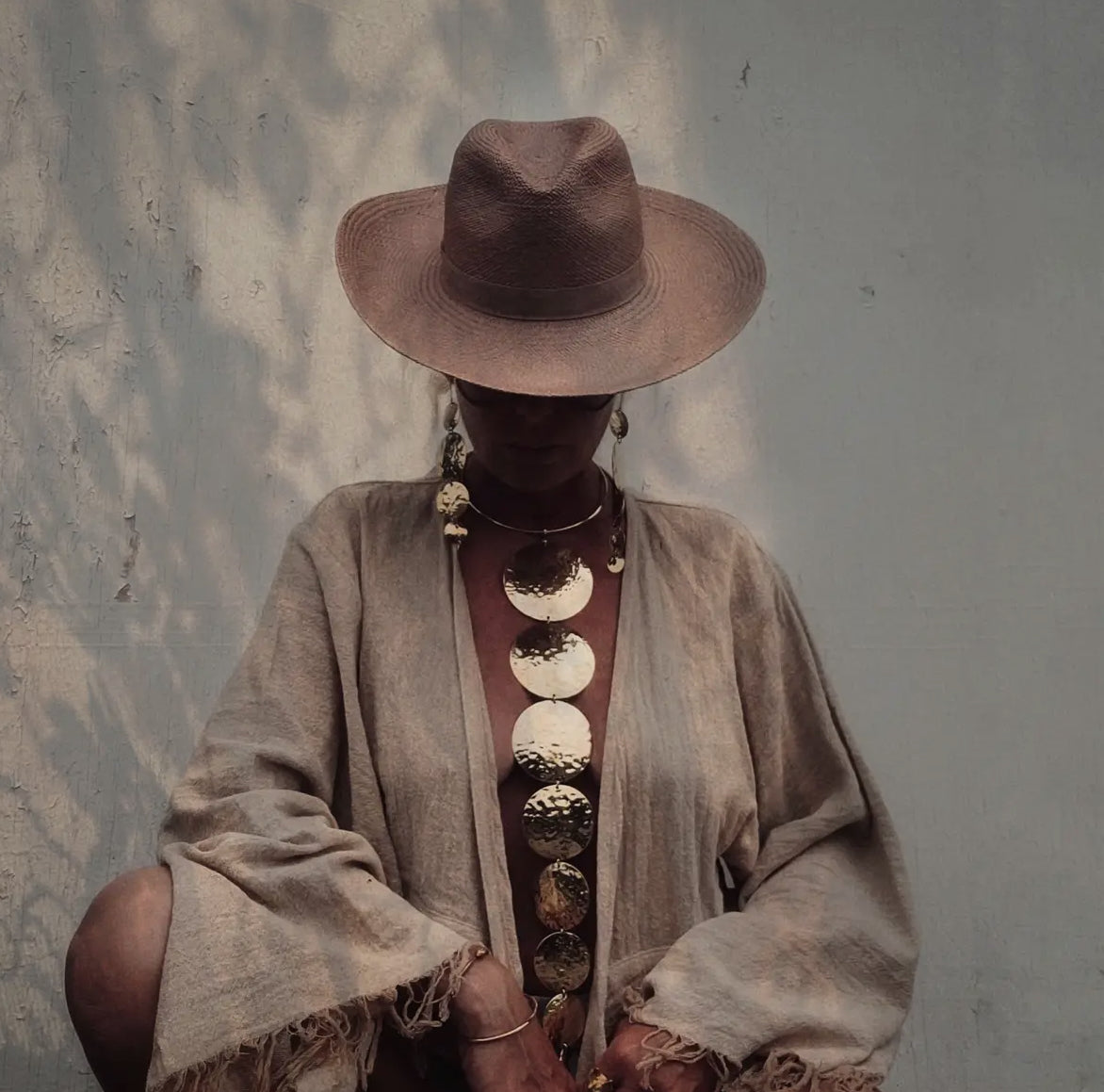 Brass Necklace+ Earrings runway statement Circles by Bisjoux