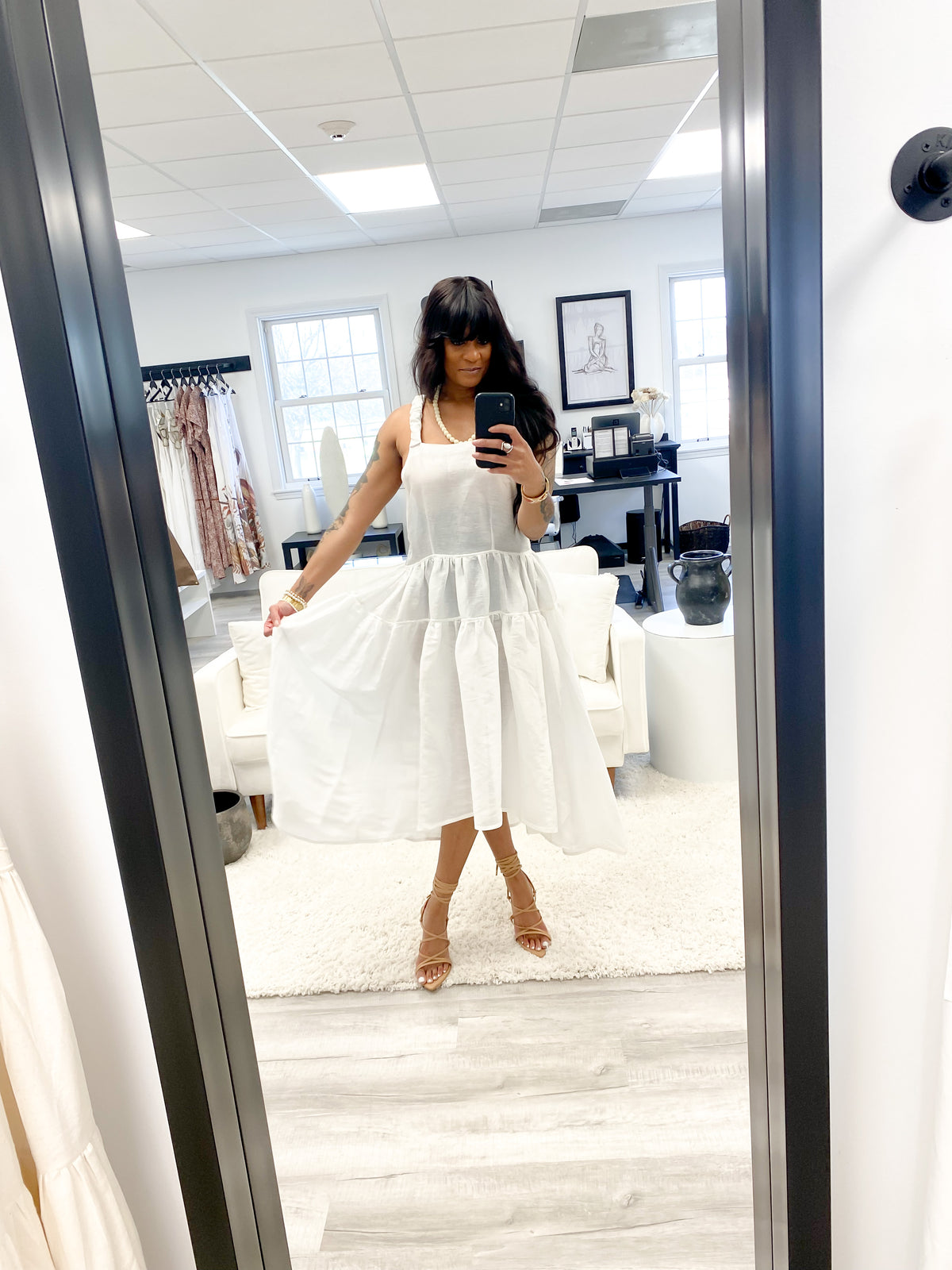 Leather strap midi Dress by Maurizio