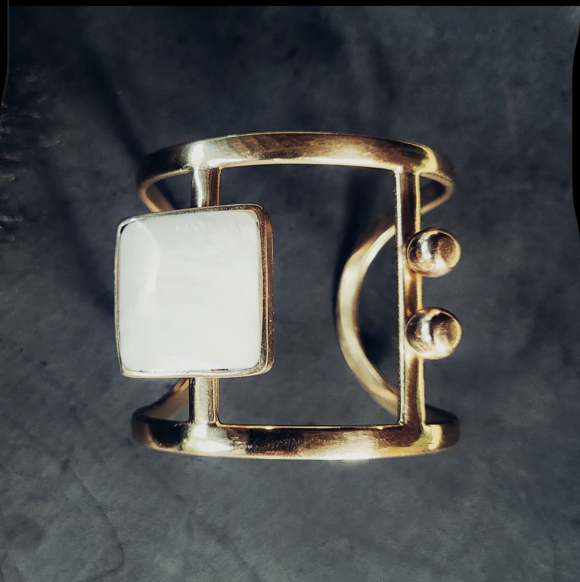 Brass Seashell Cuff with Mother of Pearl by Bisjoux