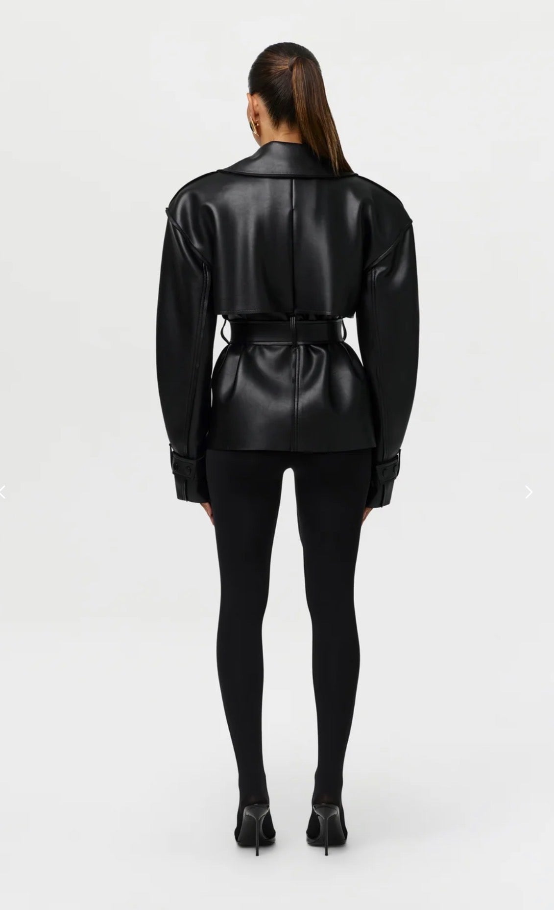 Naked Wardrobe Faux leather crop Trench Coat