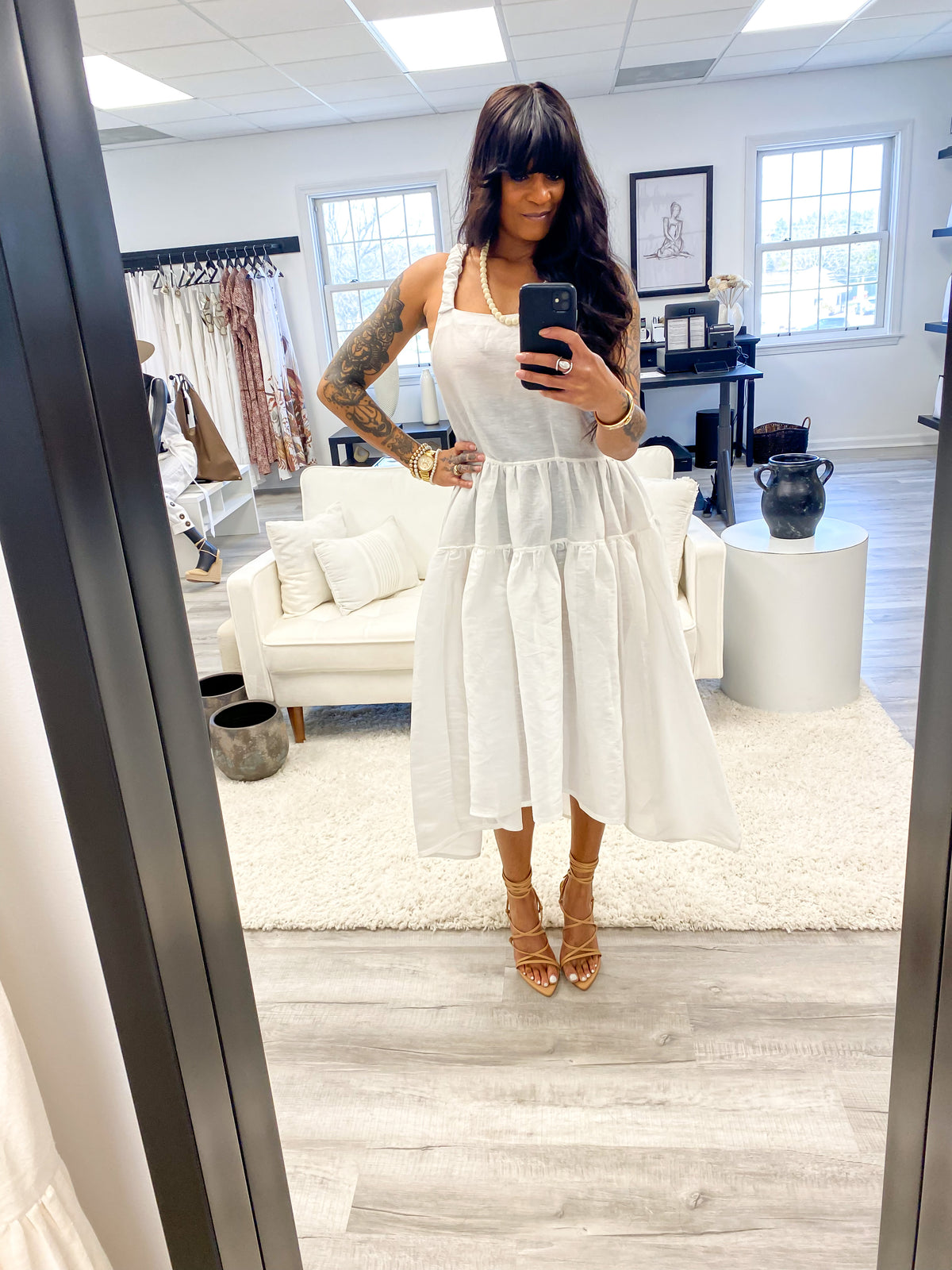 Leather strap midi Dress by Maurizio