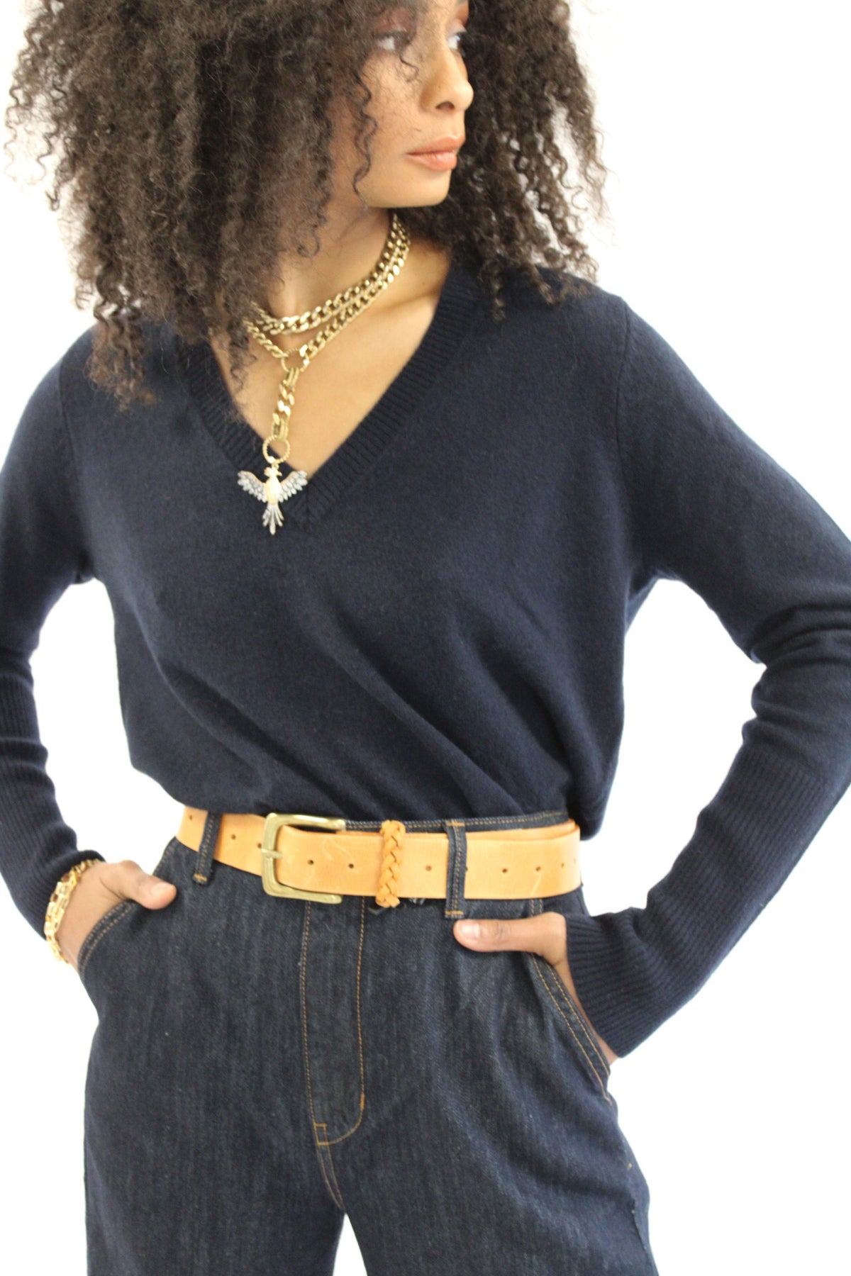 Navy Cashmere Sweater by Not Monday