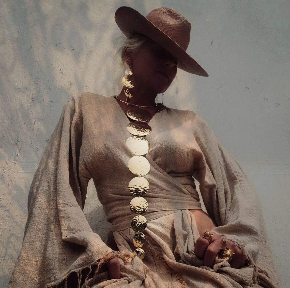 Brass Necklace+ Earrings runway statement Circles by Bisjoux