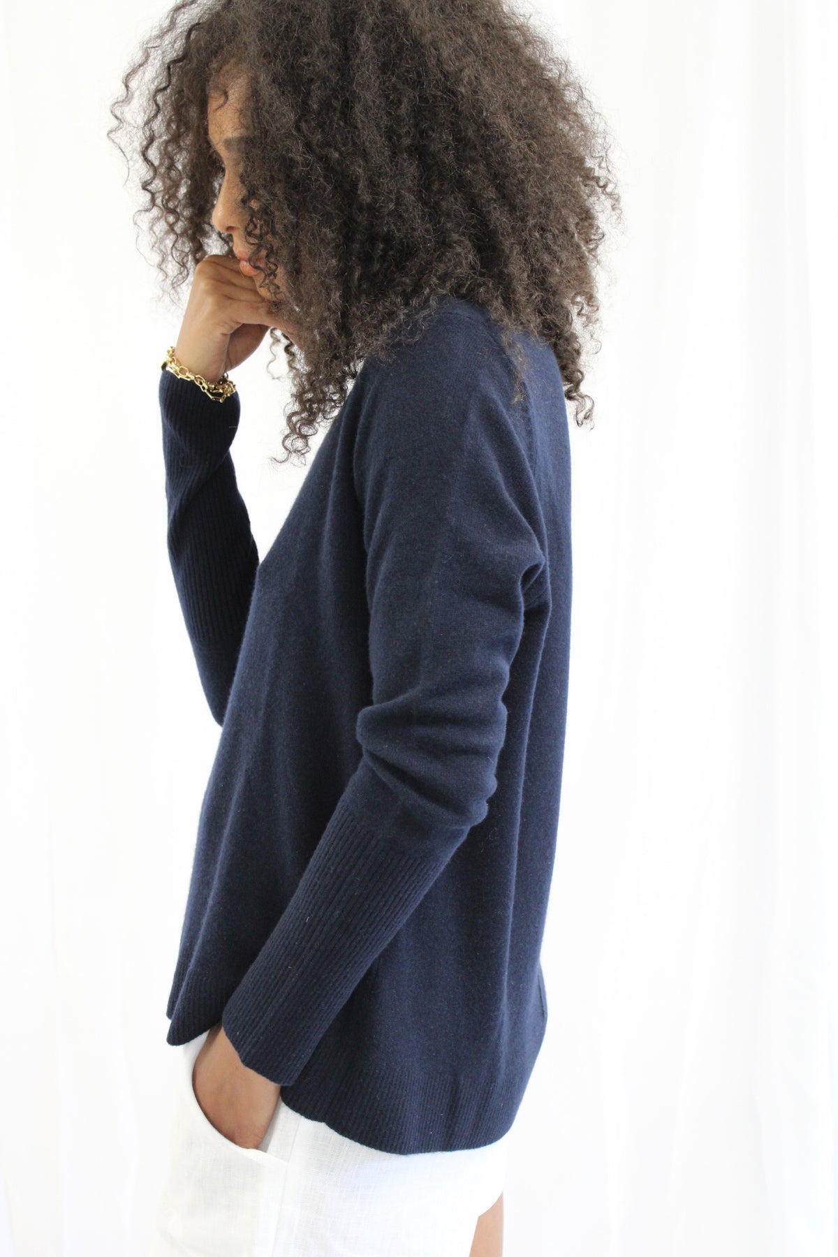 Navy Cashmere Sweater by Not Monday