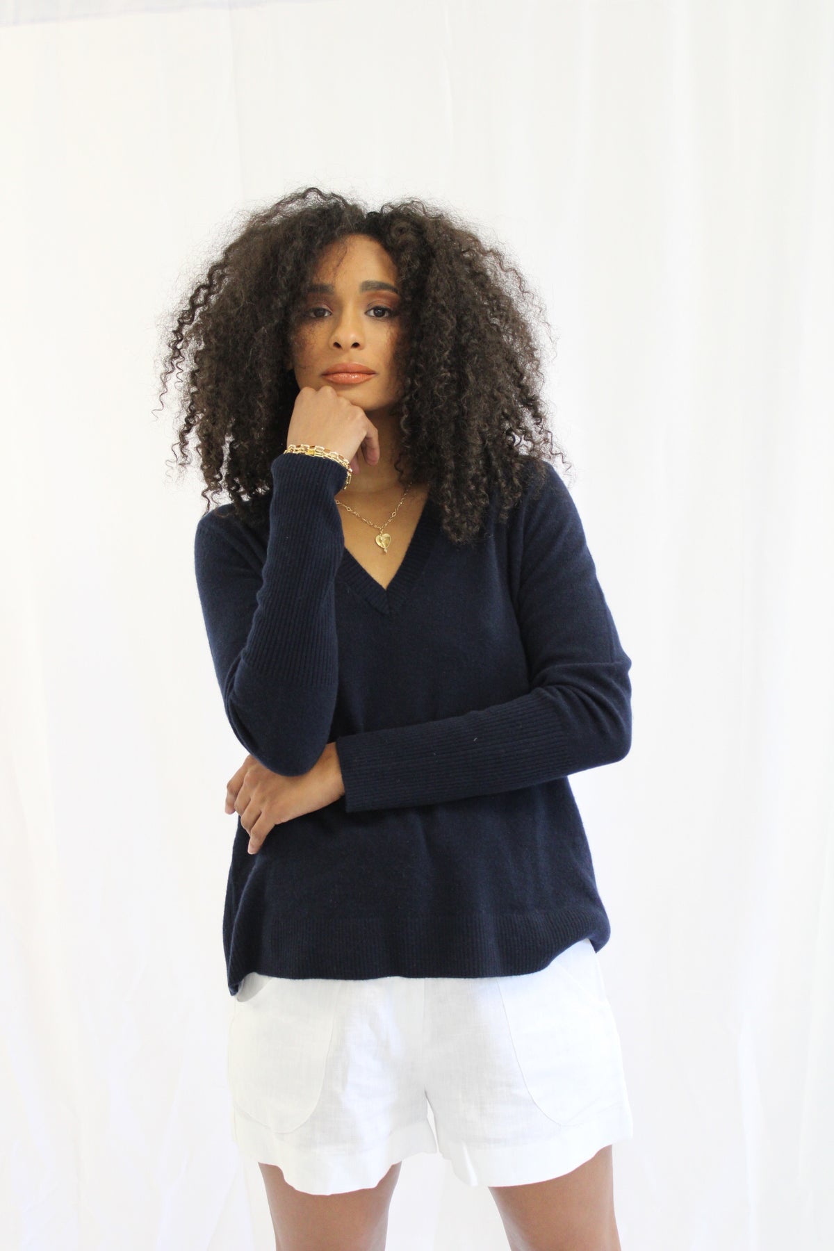 Navy Cashmere Sweater by Not Monday