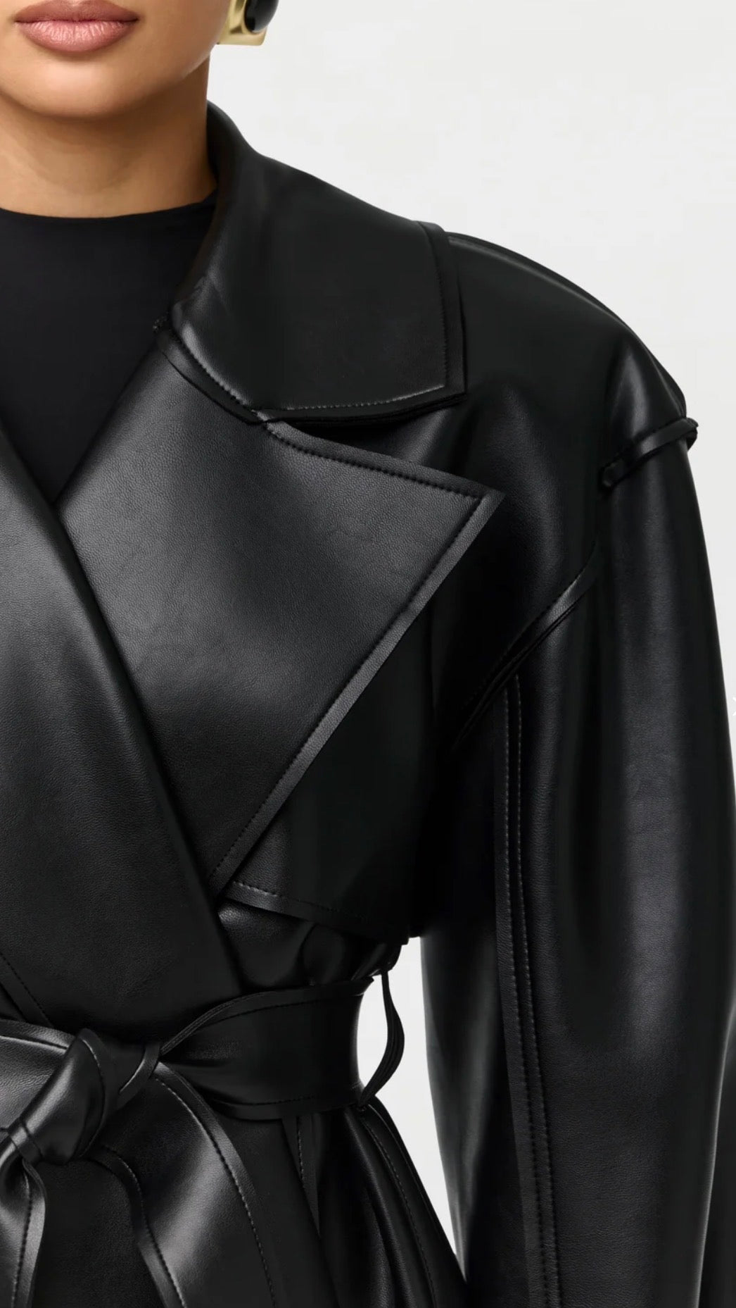 Naked Wardrobe Faux leather crop Trench Coat