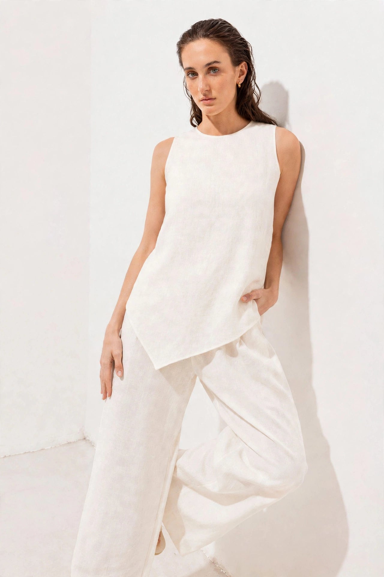 Asymmetrical sleeveless blouse by Maria La Paz