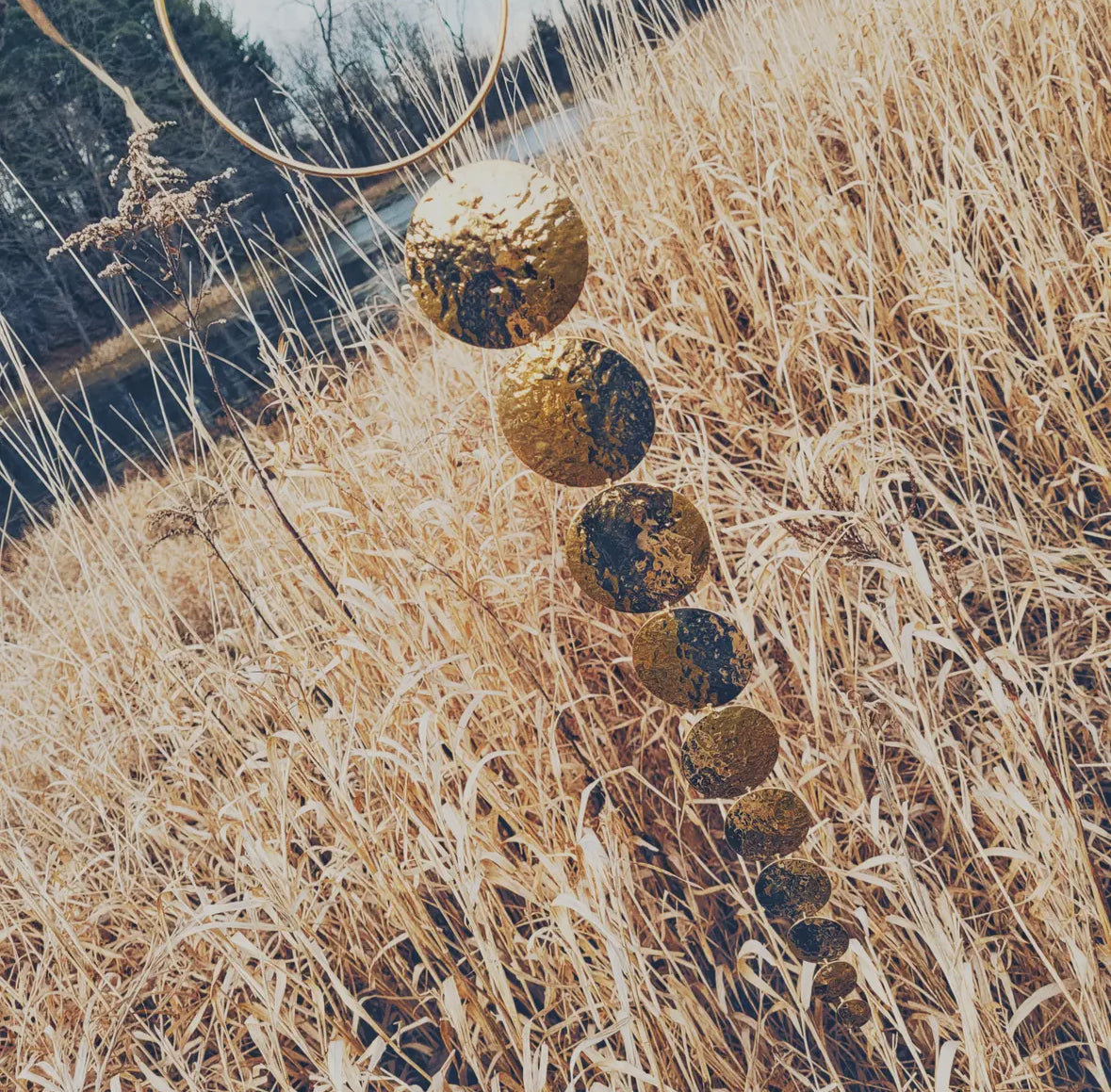 Brass Necklace+ Earrings runway statement Circles by Bisjoux