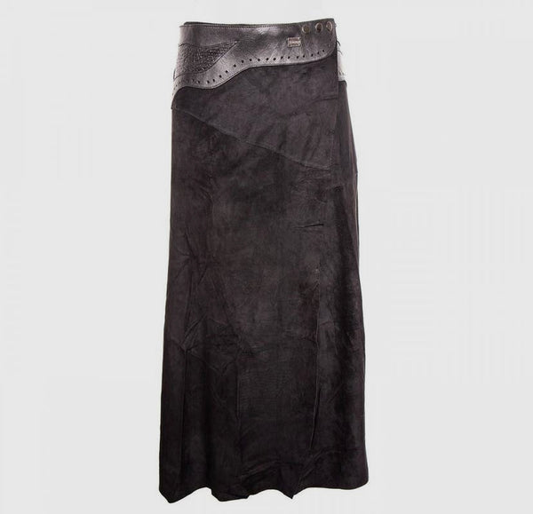 Suede and leather combination Maxi skirt by Doenya - Dakota Stone 