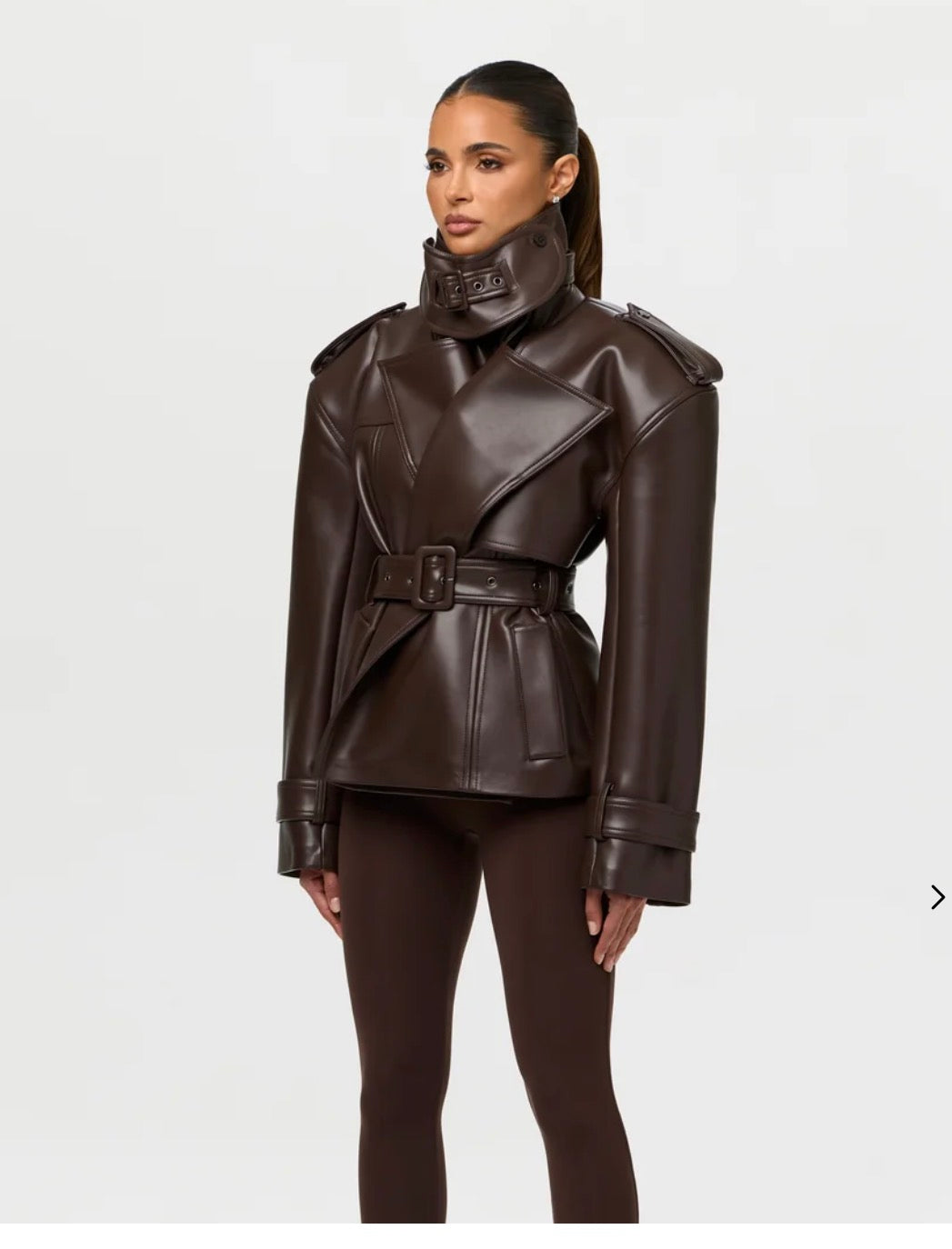 Vegan Leather Belted Jacket by Naked