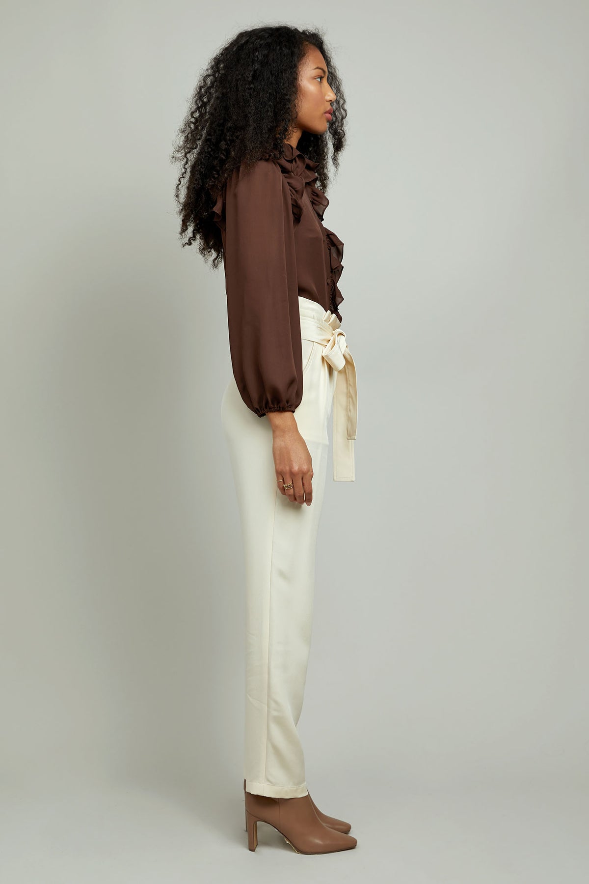 Chloe silk pant with tie waist belt
