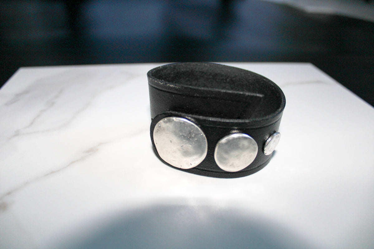 Pewter and Leather Cuff by Chanour