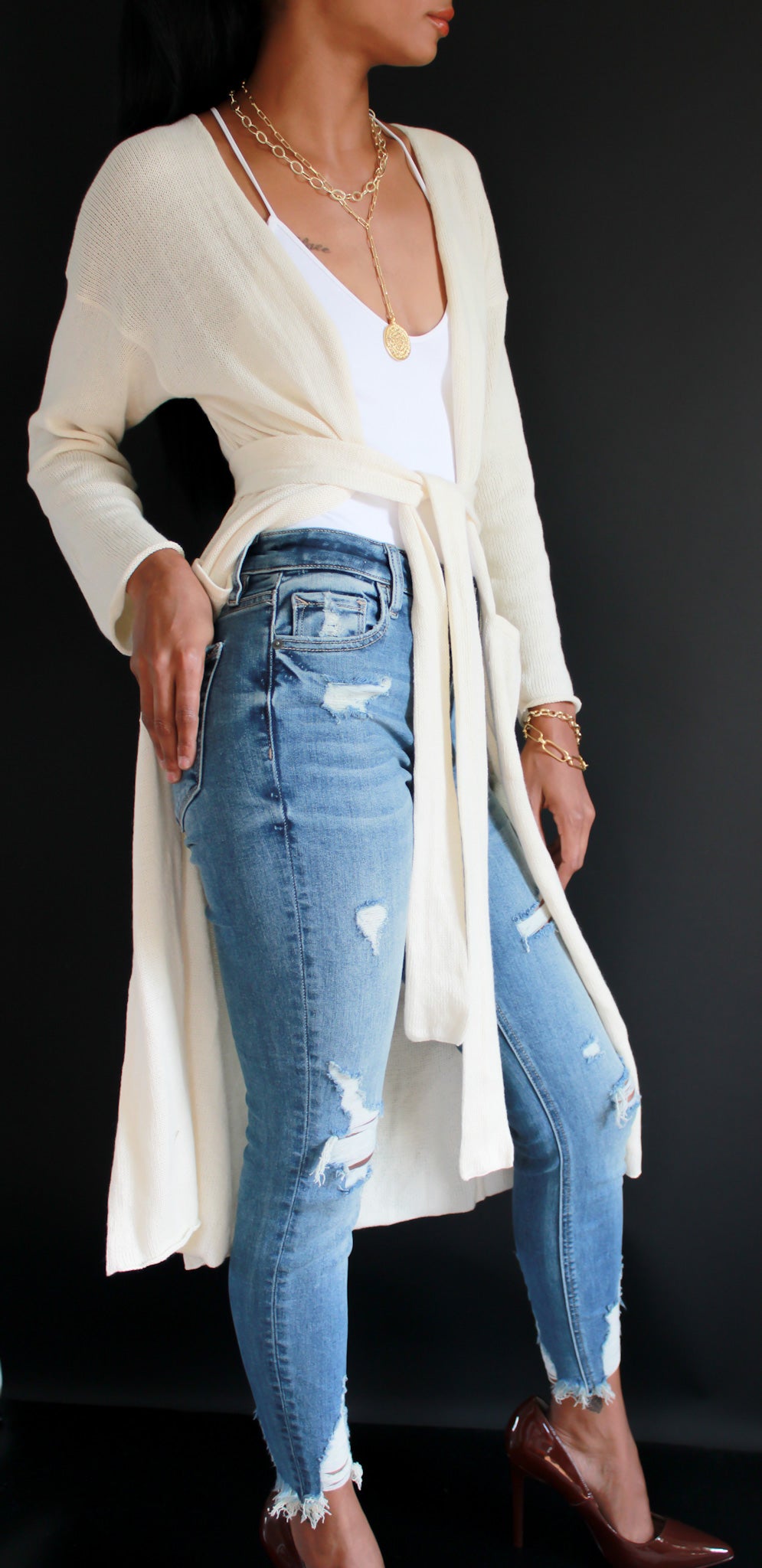 Fray Hem Skinny jeans by Hidden