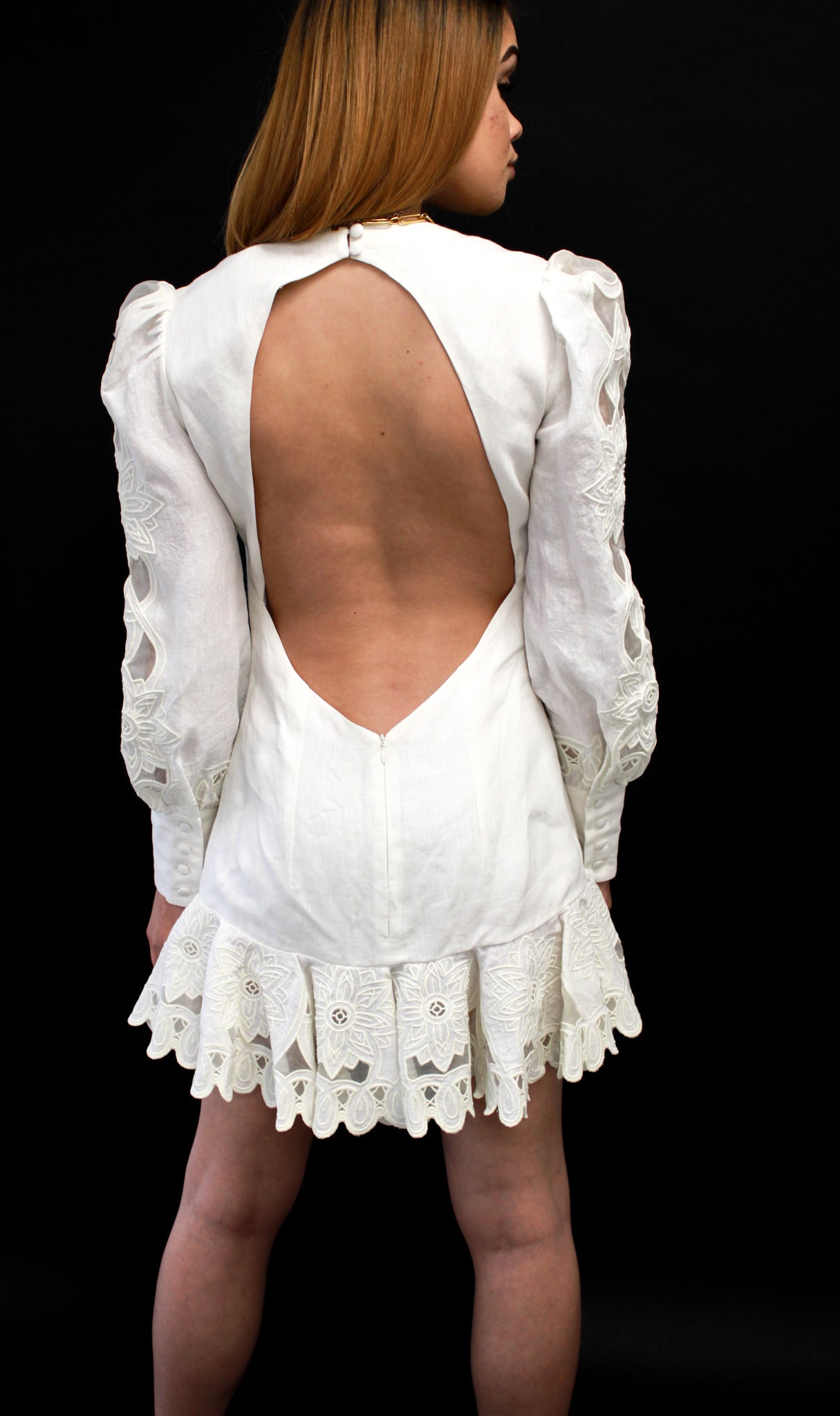 Assis mini dress with open back and embroidery Bogosian