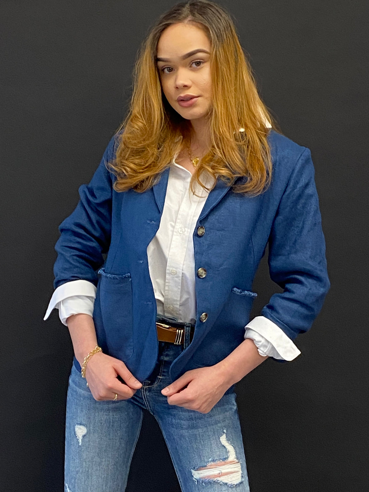 The Smith Linen Navy  Blazer