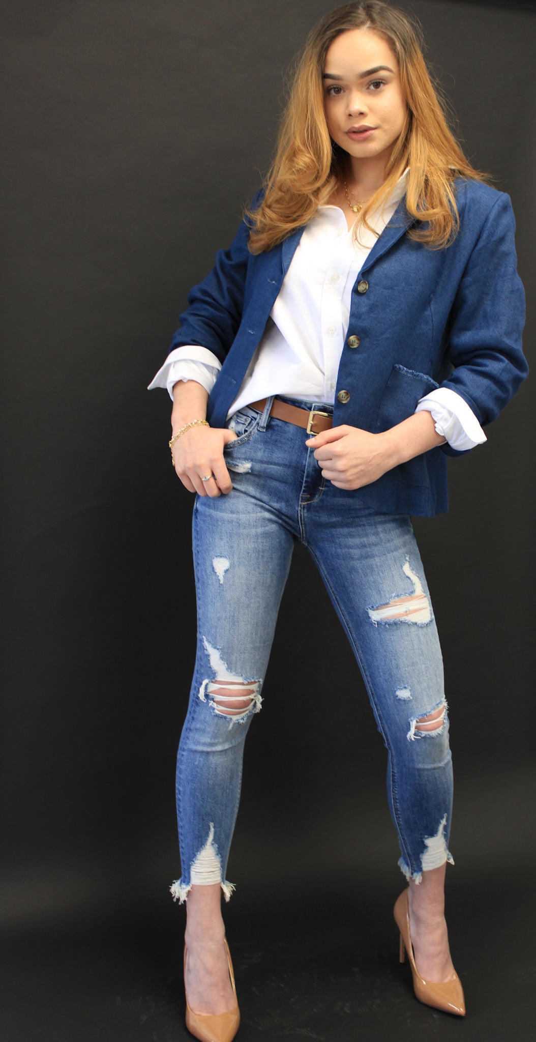 Fray Hem Skinny jeans by Hidden