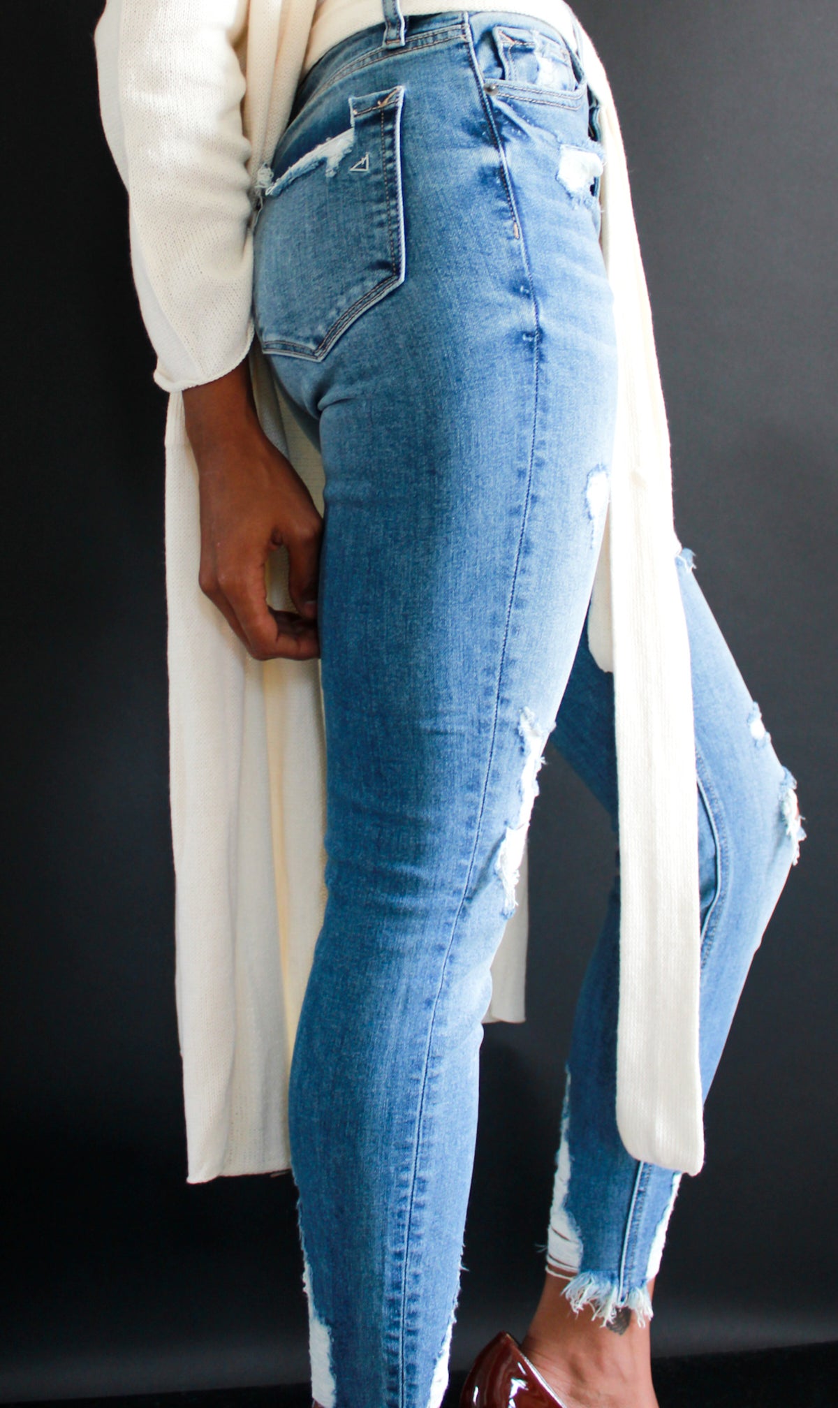 Fray Hem Skinny jeans by Hidden