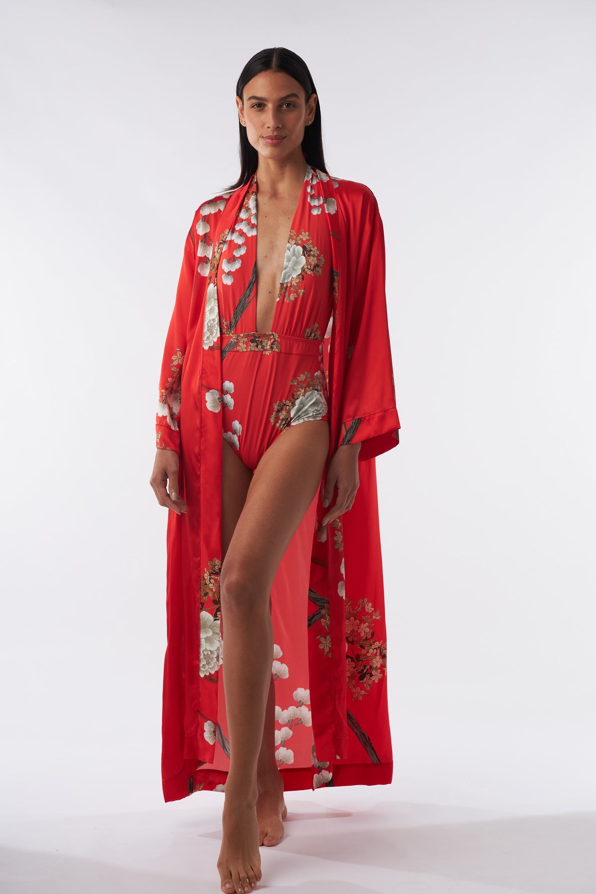 One Piece Rojo Deep V-Neck
