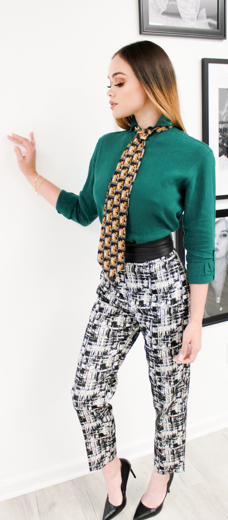 Emerald Green Linen Girlfriend Shirt by Emily Phillips