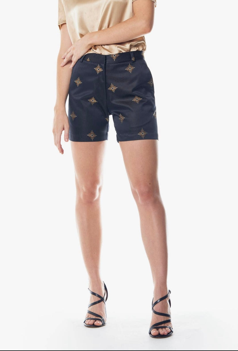 Navy + Gold trouser shorts