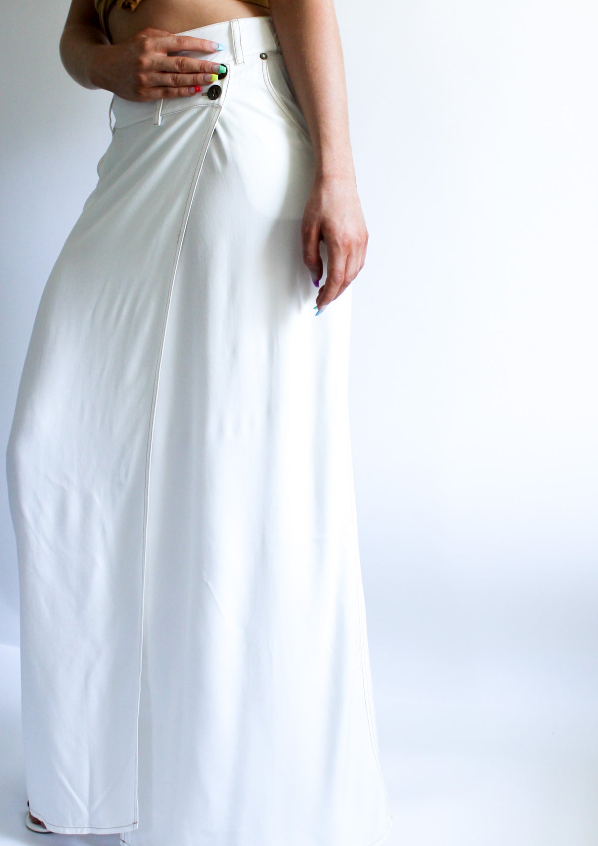 White Maxi Side Slit Skirt