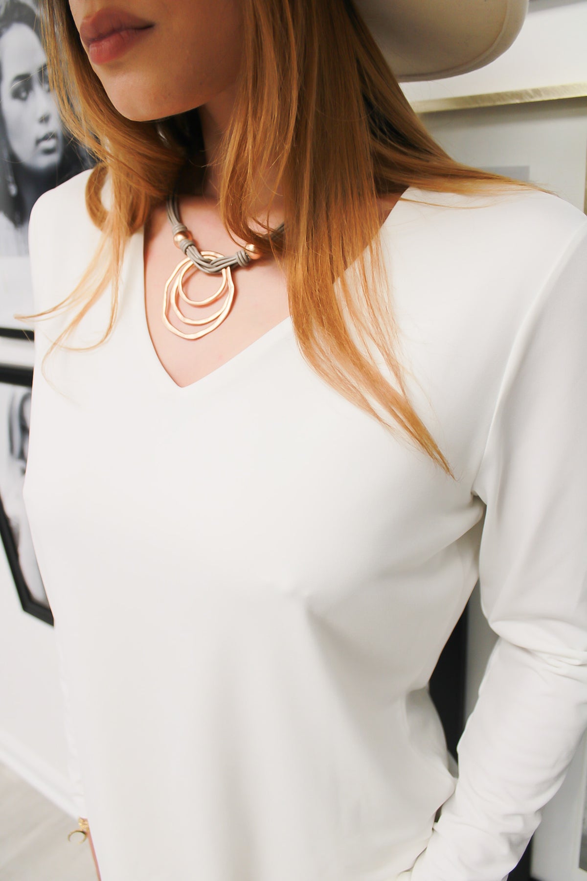 Long Sleeve V-Neck Blouse by Joeffer Caoc