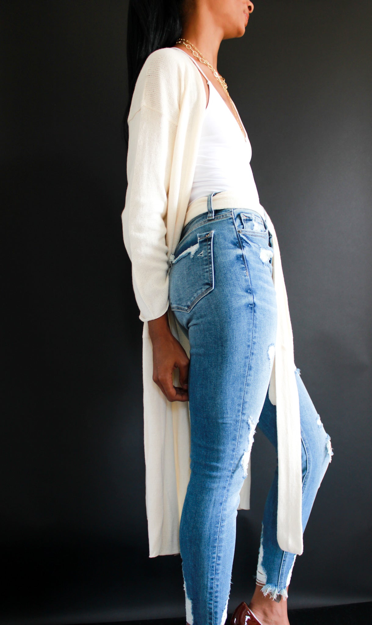 Fray Hem Skinny jeans by Hidden