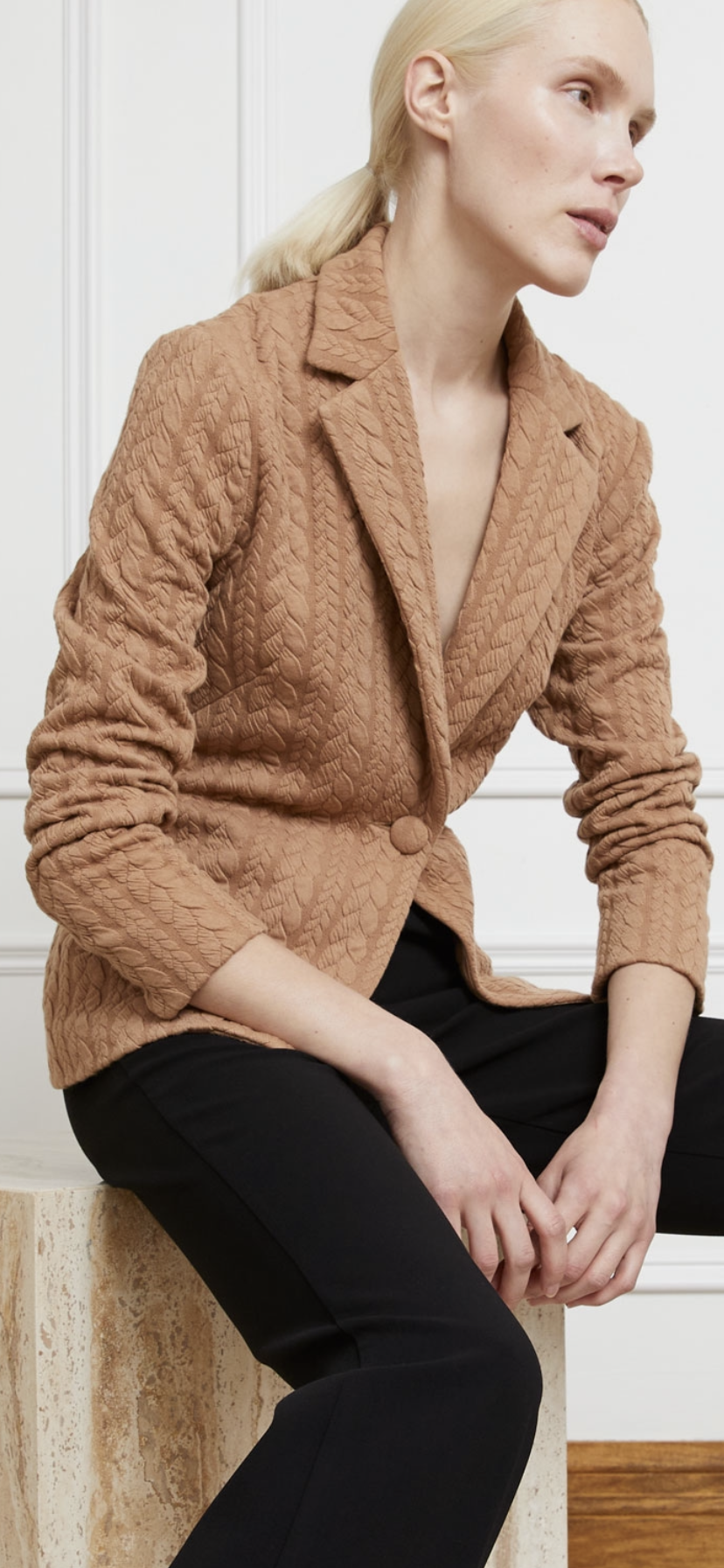 Cable knit Sweater Blazer by Joeffer Caoc Dakota Stone Boutique